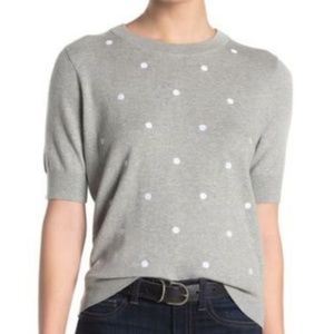 J.Crew Polka Dot Short Sleeve Crew Neck Knit Sweater